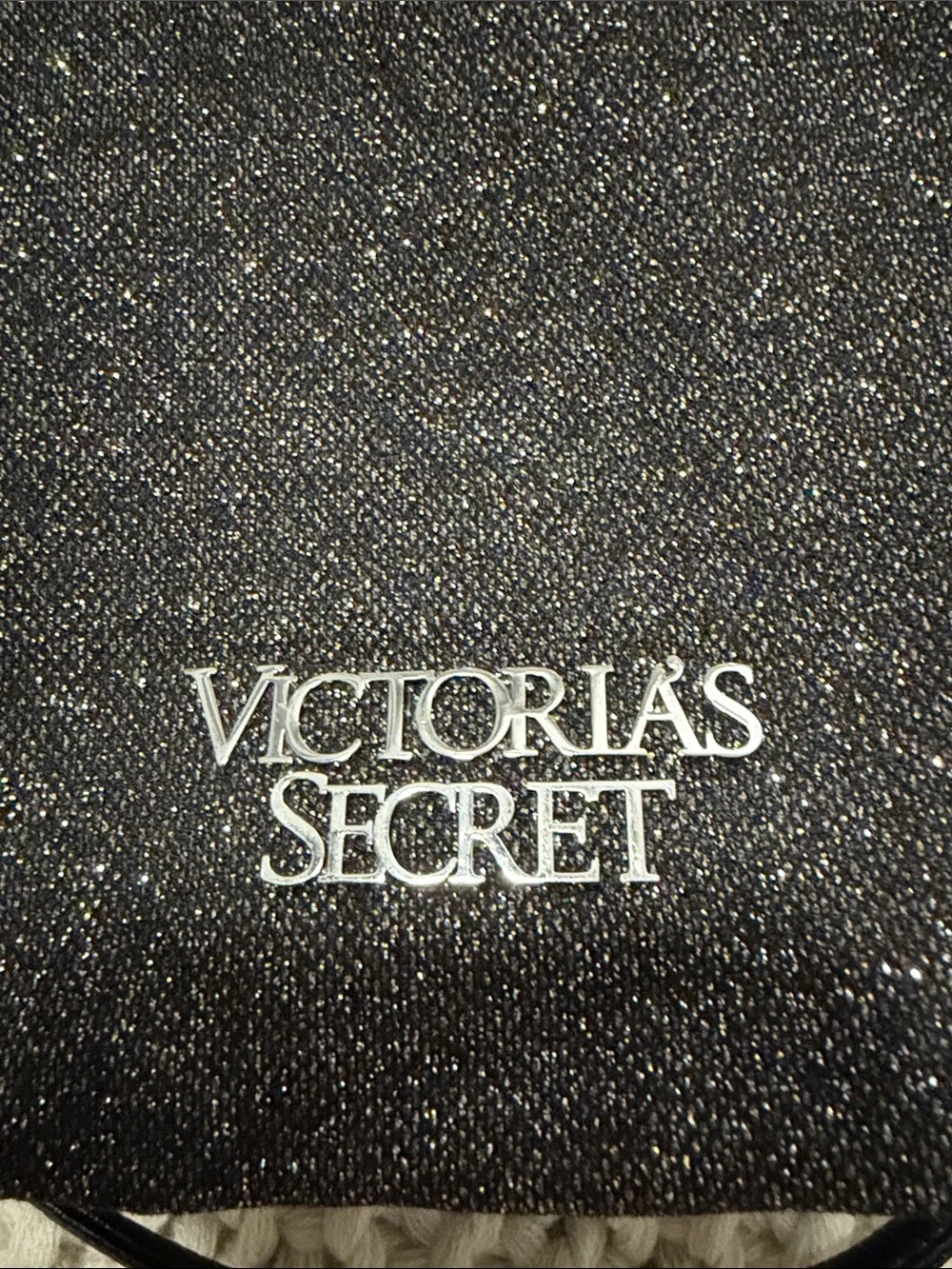 Victoria's Secret Black Sparkling Drawstring Backpack